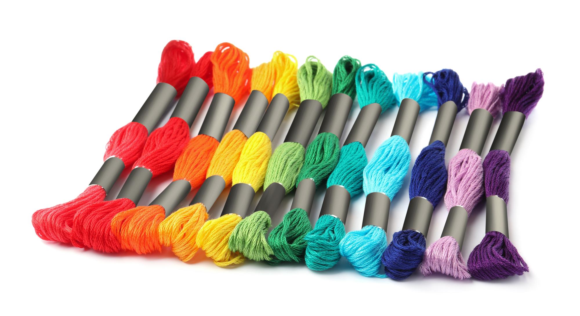 Collection of colorful embroidery threads